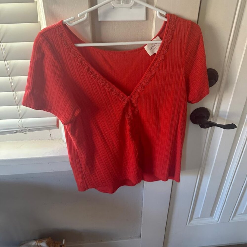 Sezane Maddie Shirt in Coral